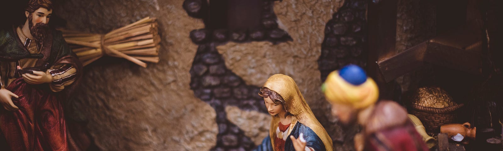 A traditional figurine nativity scene