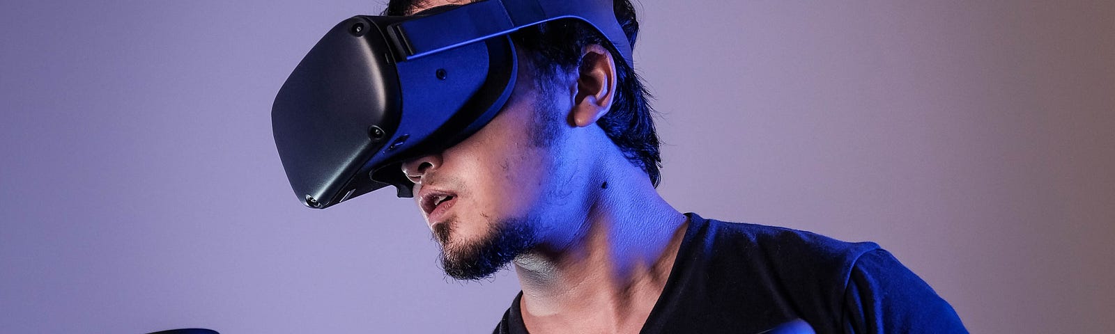 An individual with a VR headset on.