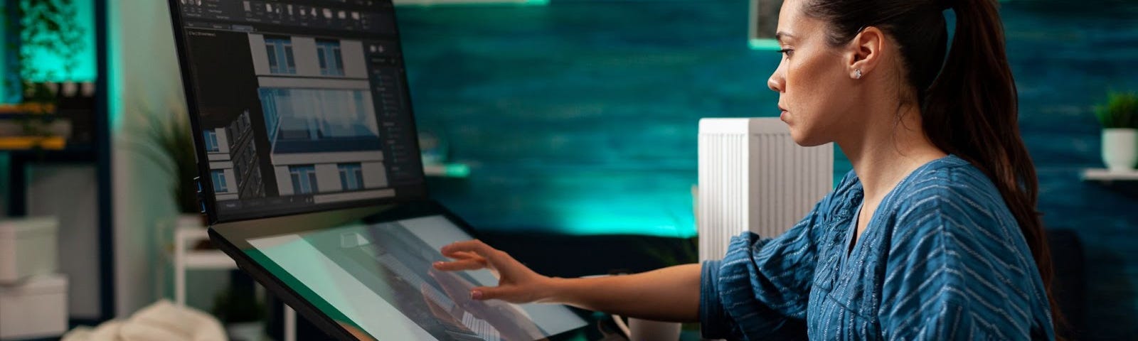 a UX designer female sitting in front of a computer