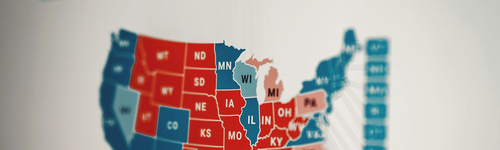 Map of America with red and blue states indicated