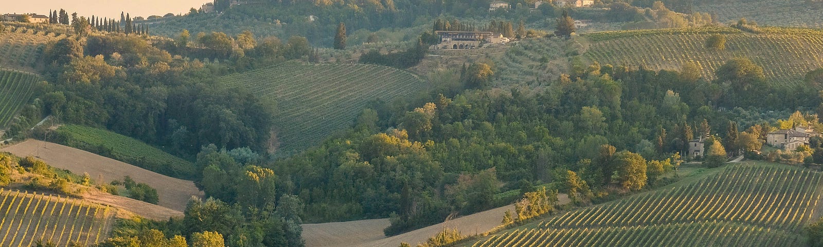 Italian farm at sunset