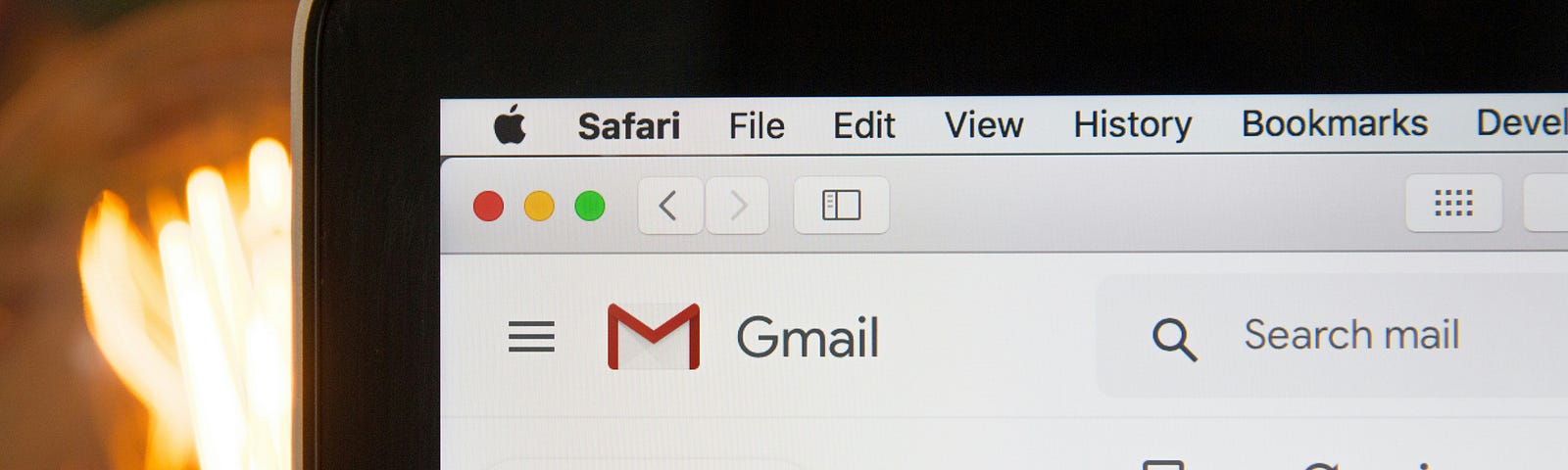 photo of the corner of a laptop with gmail email screen showing