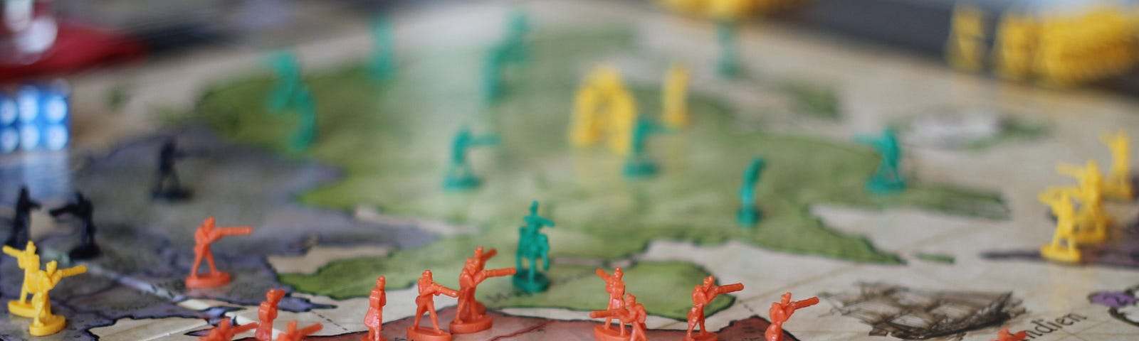 A photo of the board game Risk mid play