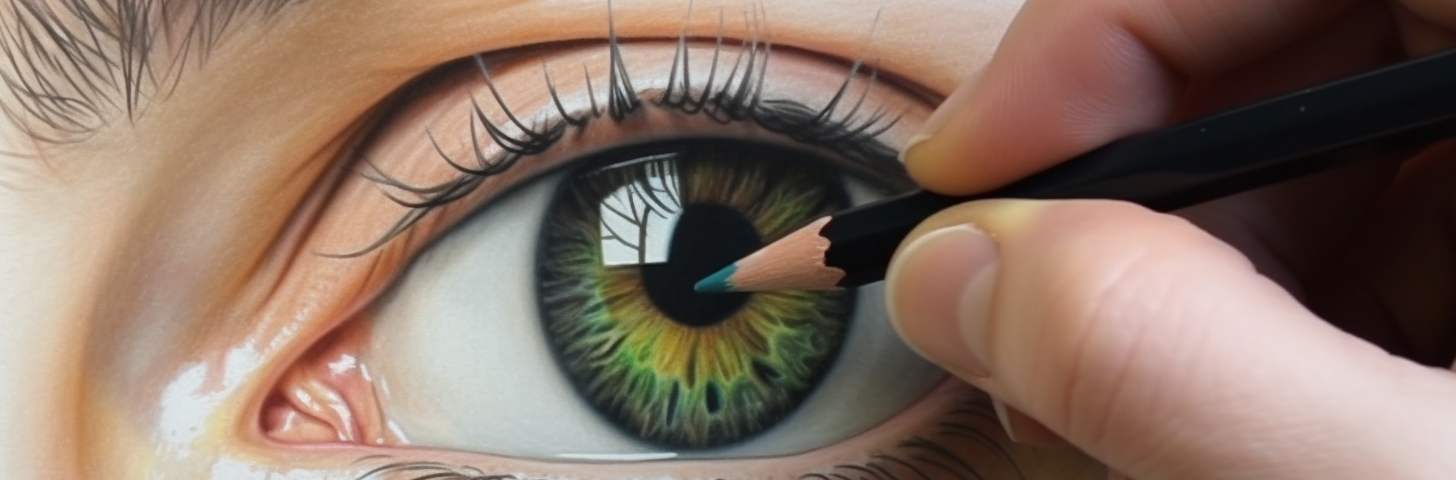 realistic photo of a person drawing an eye