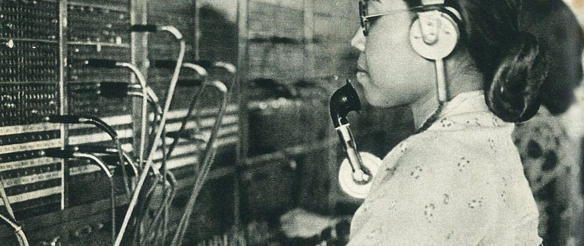 Old timey telephone operator