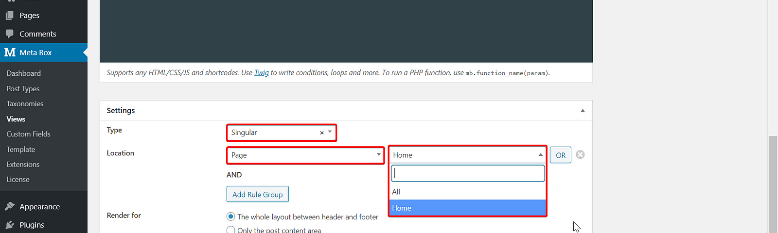 Configure the home page template using MB Views