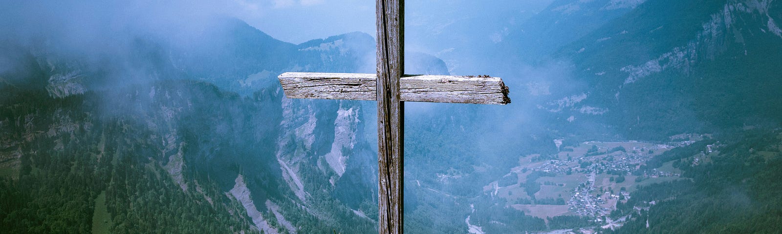 The cross of Christ above the mountain.