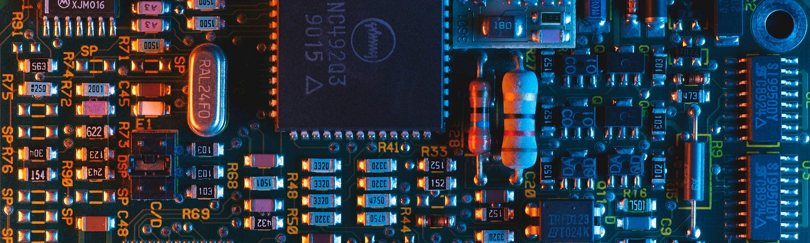 closeup of a circuit board