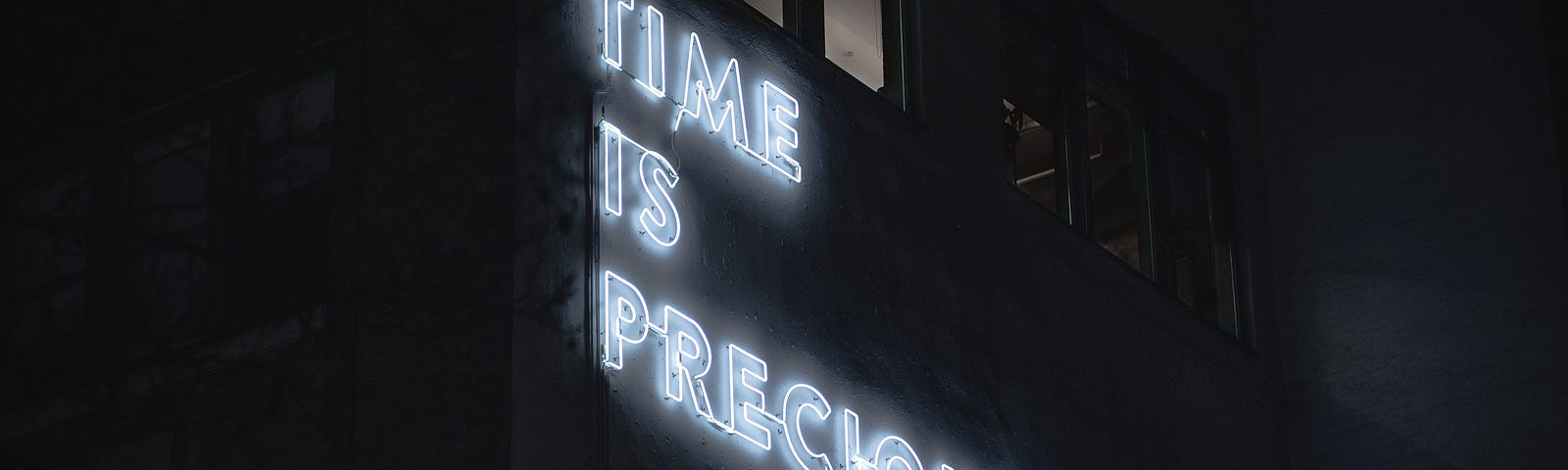 Time is precious in neon white lights