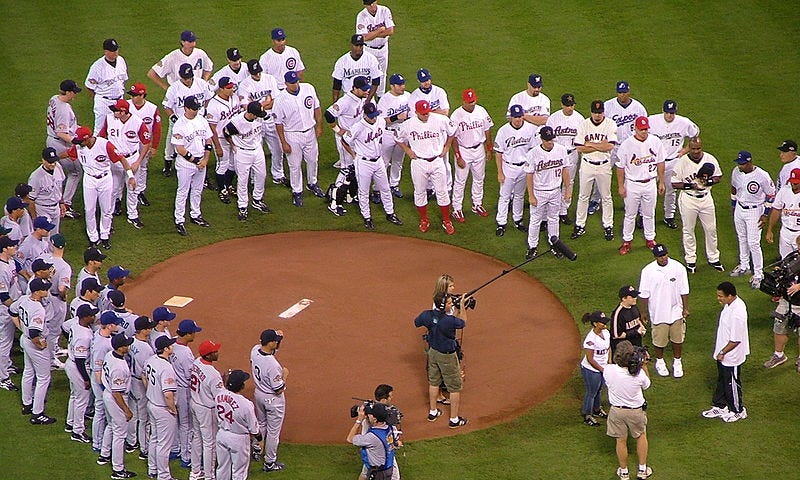 2004 MLB All Stars, in their regular uniforms.