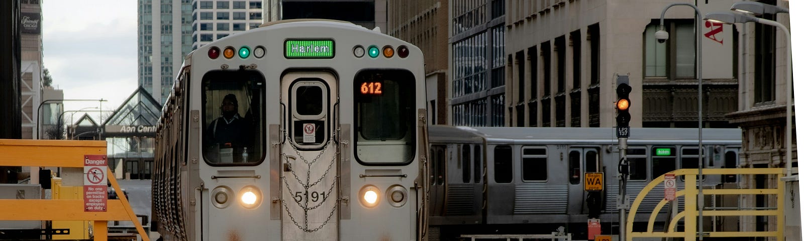 Subway train in a city