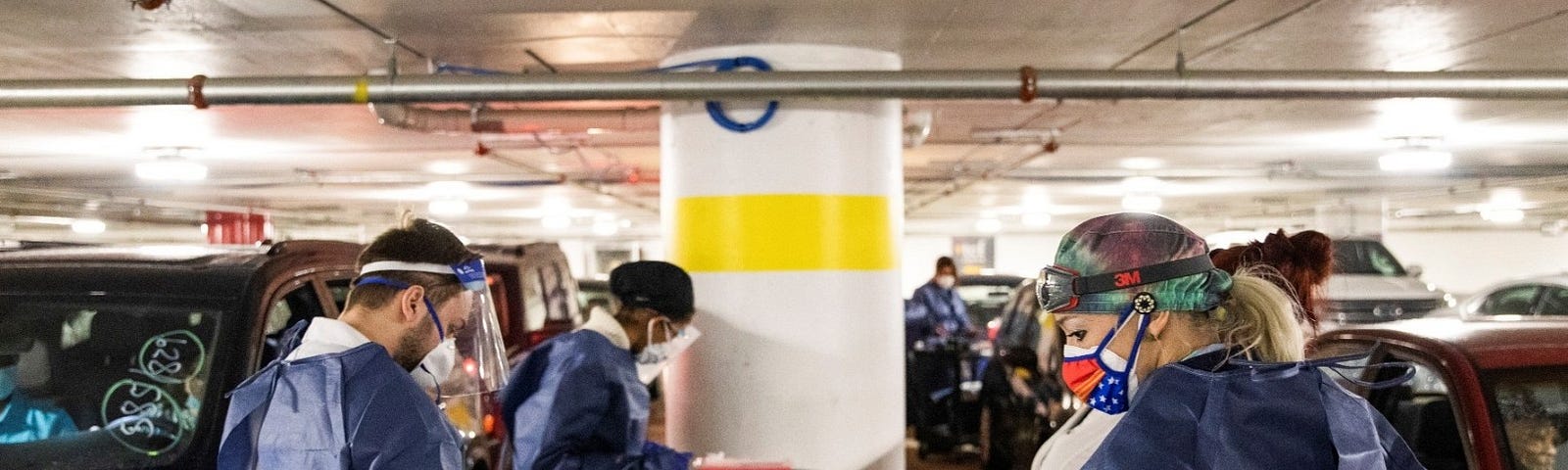 Drive through COVID-19 vaccination site in Detroit, Michigan, January 15, 2021. Photo by Emily Elconin/Reuters