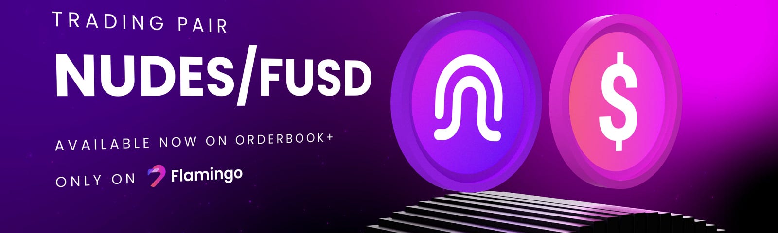 NUDES FUSD now available on orderbook+ only on flamingo finance