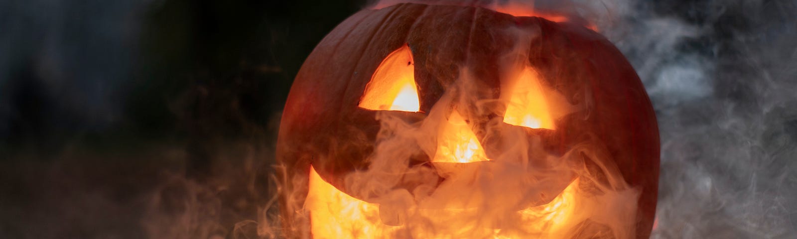 A pumpkin veiled by smoke