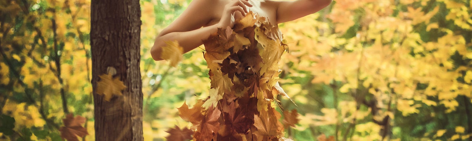 fairy woman dressed in (or made of) leaves