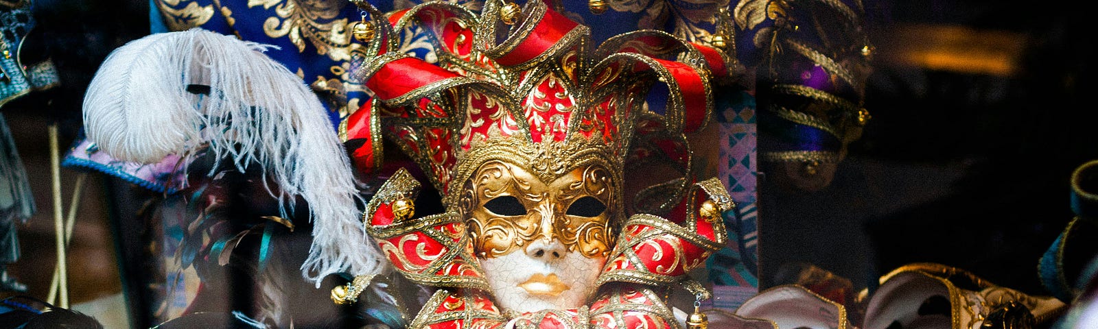 brightly decorated masks in different colors and styles