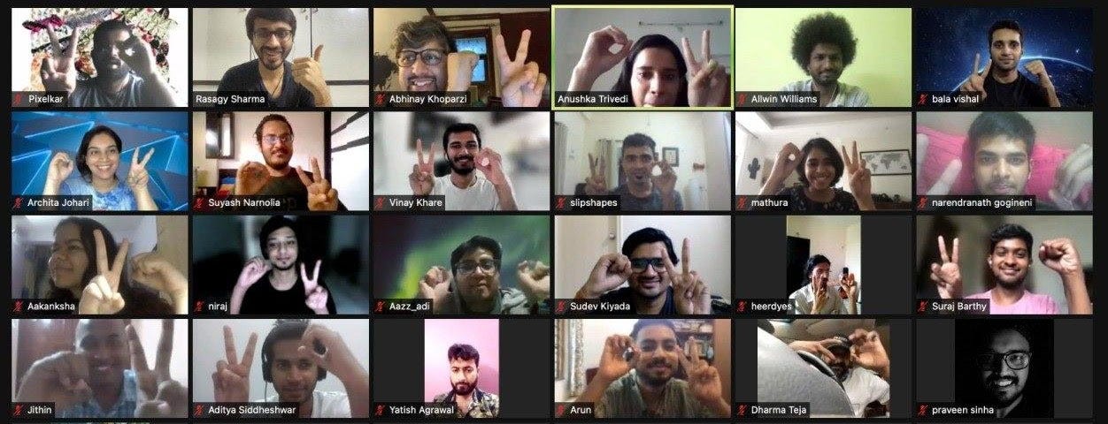 A grid of livestream videos showing the participants in the PCD India 2021 event.