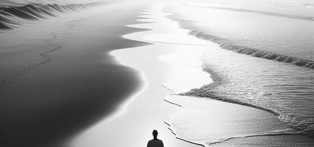 Silhouette image of person walking on beach to illustrate post