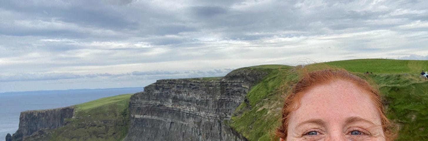 Clare visiting the Cliffs of Moher in the West of Ireland