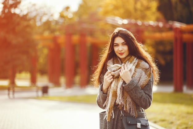 brunette with a scarf