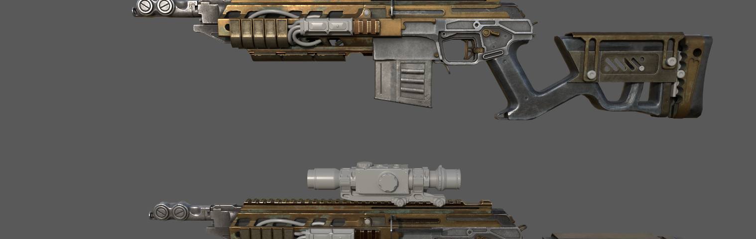 Work-in-progress sniper weapon model
