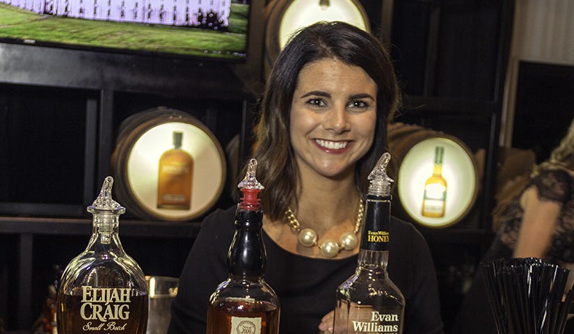 One of Heaven Hill's bartenders during the All-Star Bourbon Sampler at the Kentucky Bourbon Festival in Bardstown, Kentucky. Photo ©2017, Mark Gillespie/CaskStrength Media.