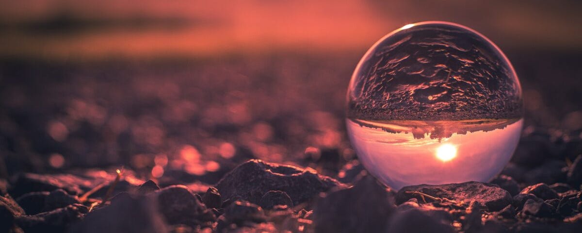 Glass ball image of sunset