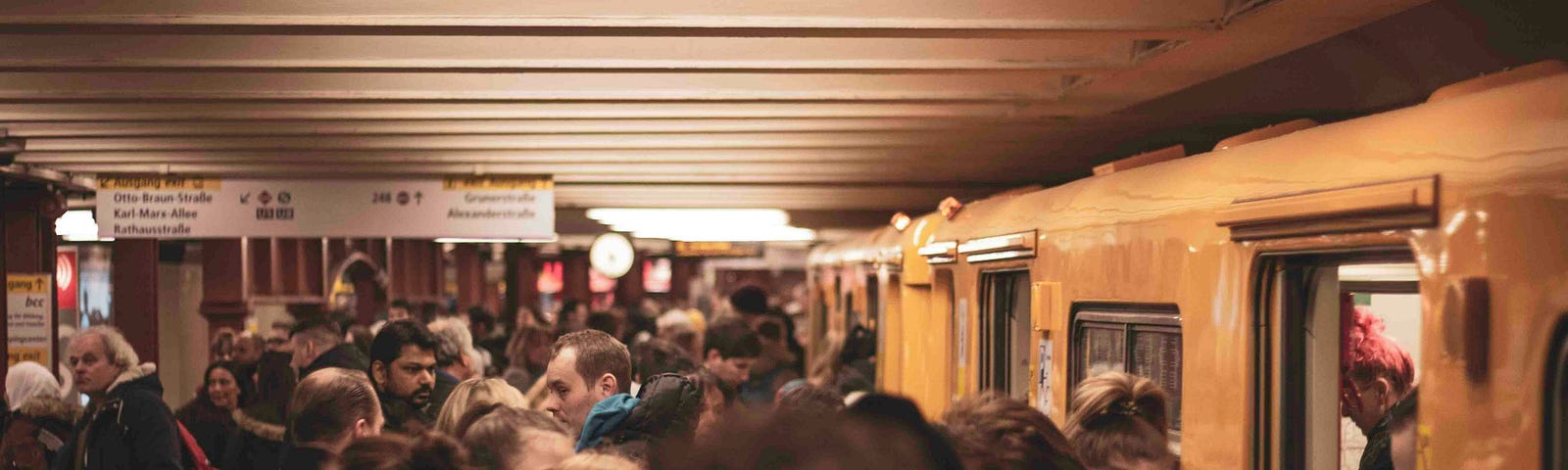A crowded subway platform