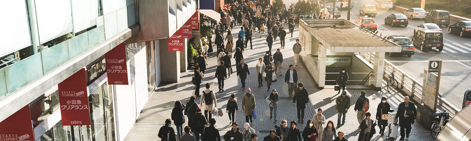 crowded sidewalk