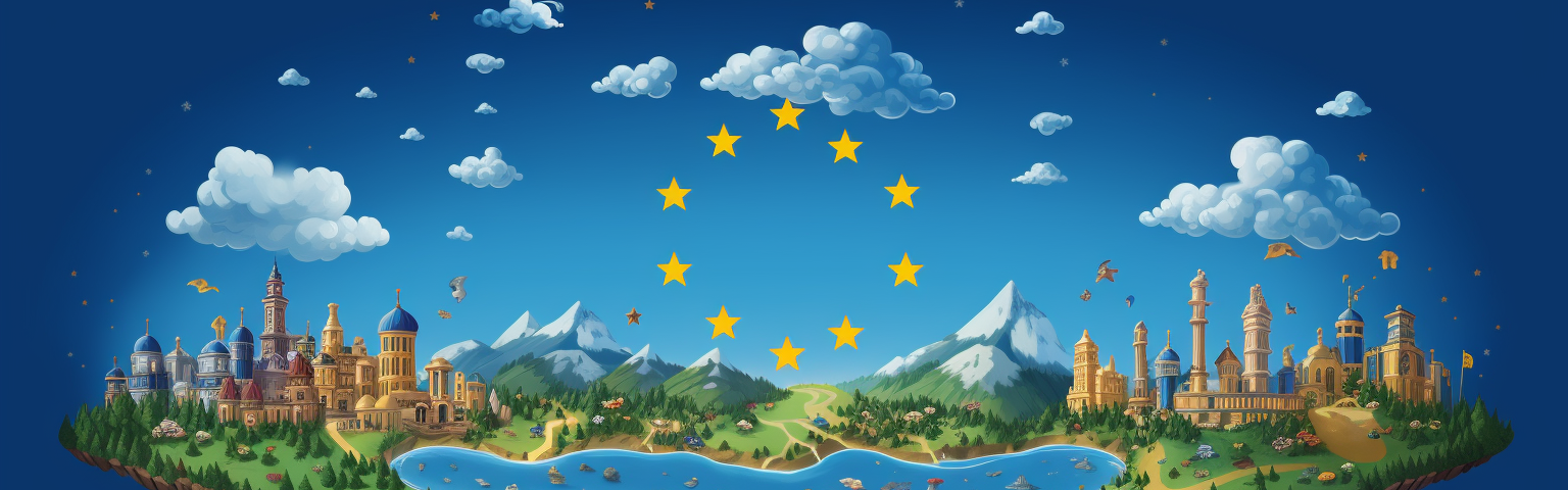 Midjourney generated image of European Union, euro symbols, border