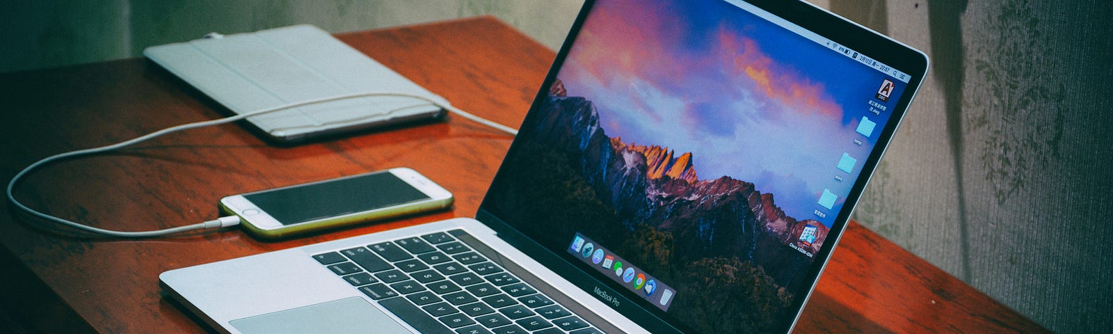 A laptop on a desk