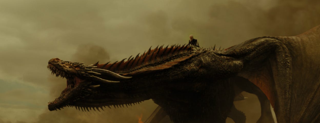 Drogon, the dragon, from Game of Thrones.