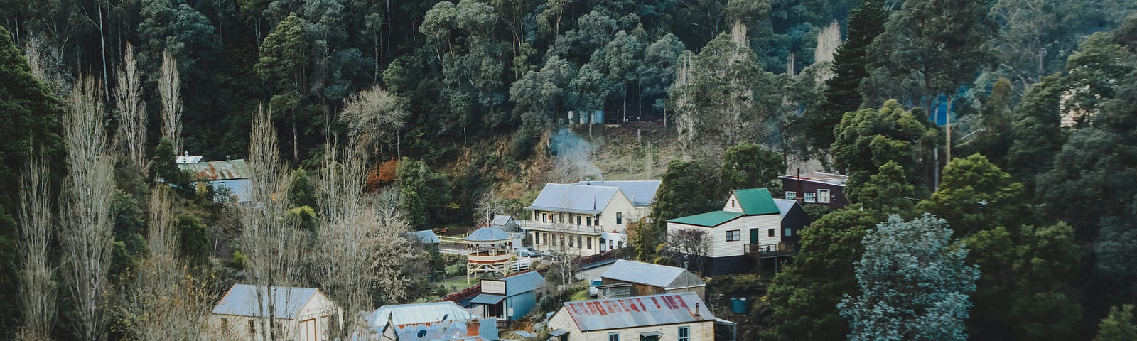 A village nestled in a beautiful spot