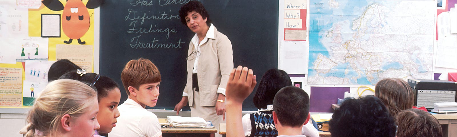A teacher instructing a class