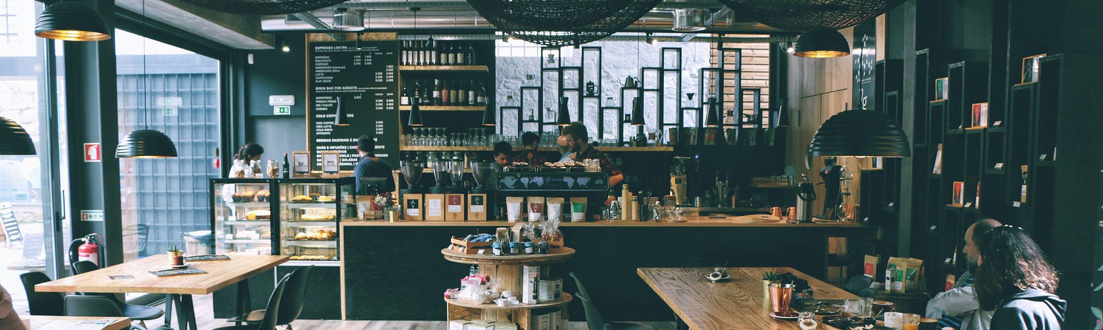 Small cluttered restaurant interior