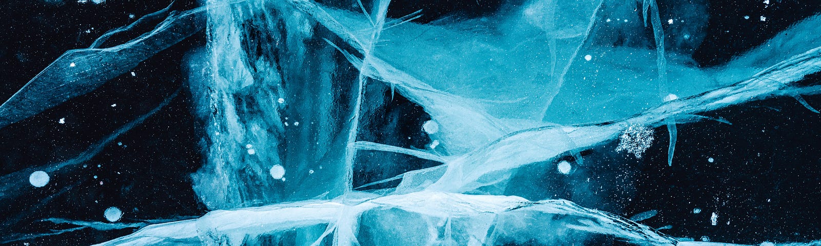 A sheet of ice cracking apart