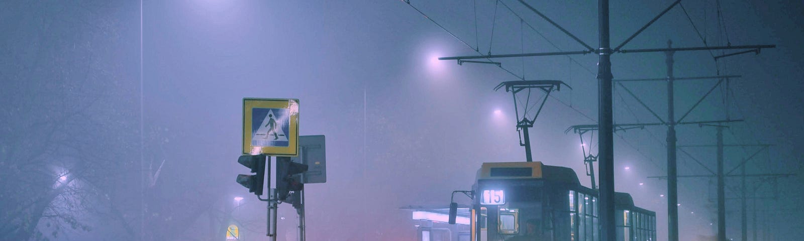 Trams in the mist