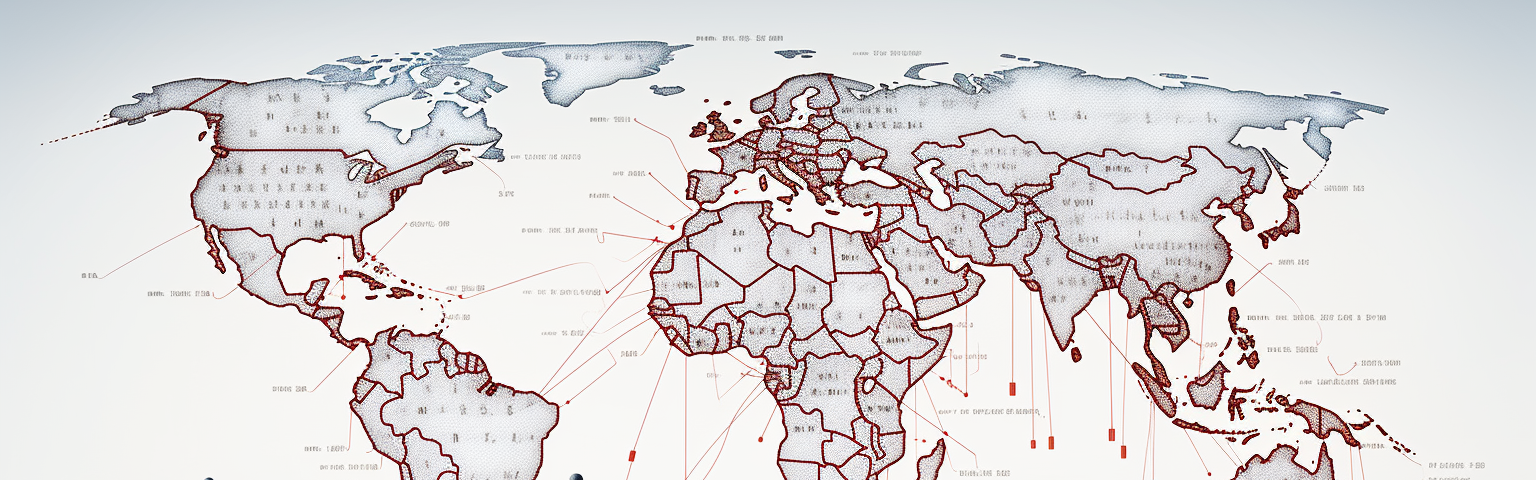 Midjourney generated image of Chinese businessmen and businesswomen drawing lines on map of Africa