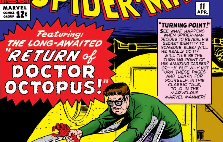 The Amazing Spider-Man #11 Peter Parker Doctor Octopus Doc Ock Dr. Otto Octavius Stan Lee Steve Ditko Marvel Comics