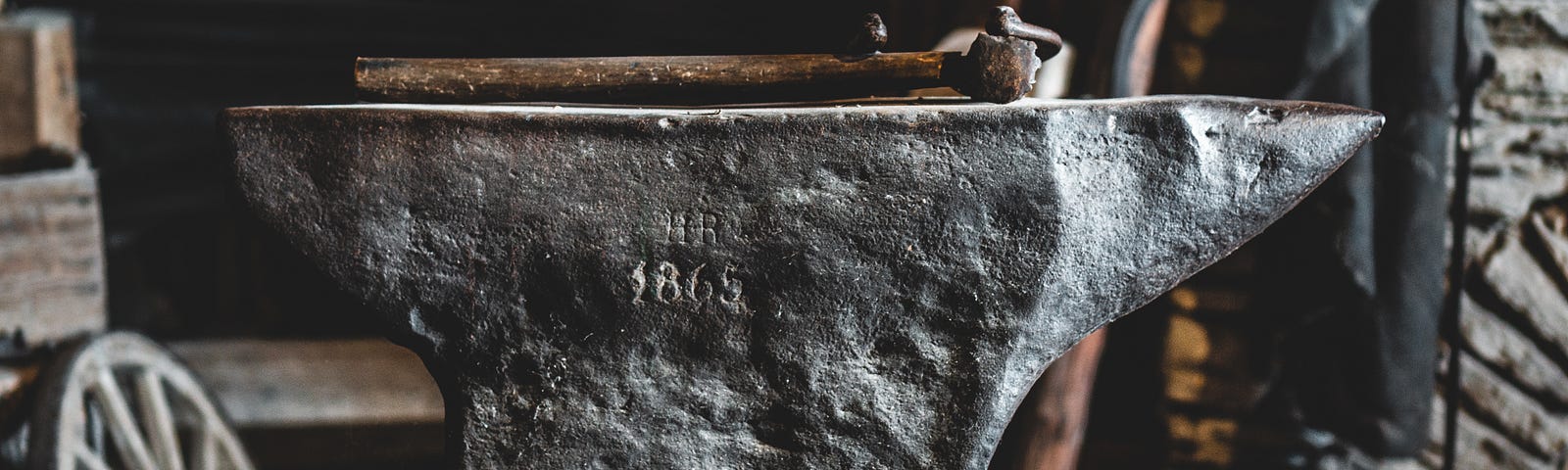 An anvil and tools.