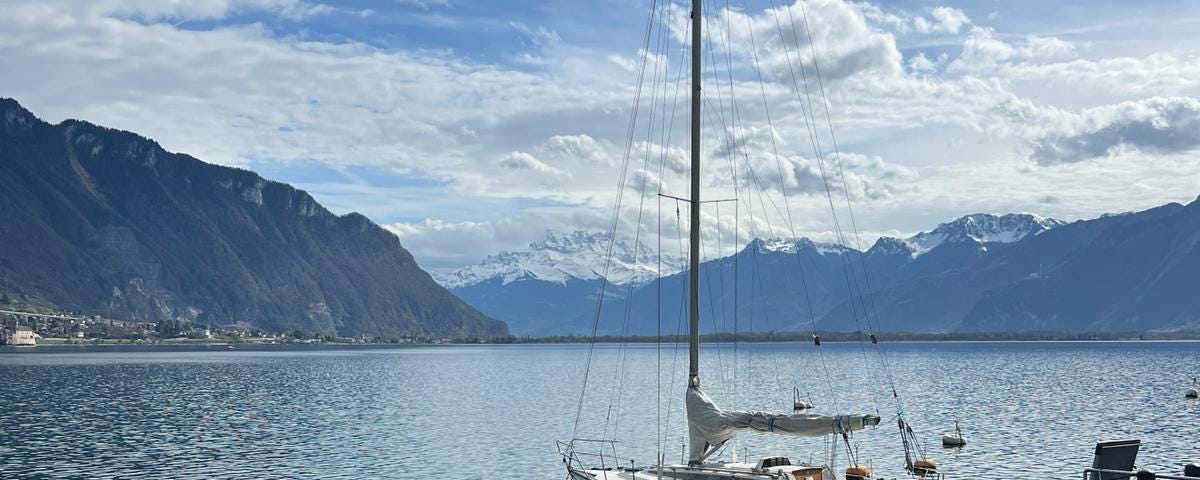 Lake Geneva and mountain