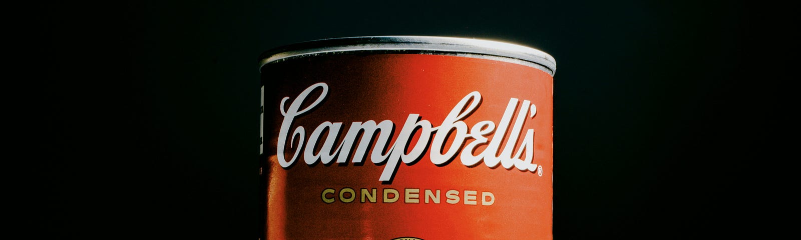 A campbell’s tomato soup can