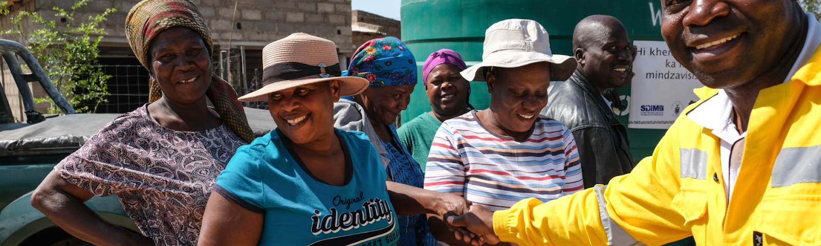 Simon Khoza delivering JoJos (water tanks) to community members in Agincourt, South Africa, as part of Variant Bio’s benefit-sharing program