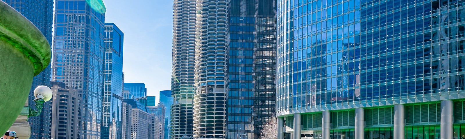 The Chicago River, dyed green for St. Patrick’s Day.