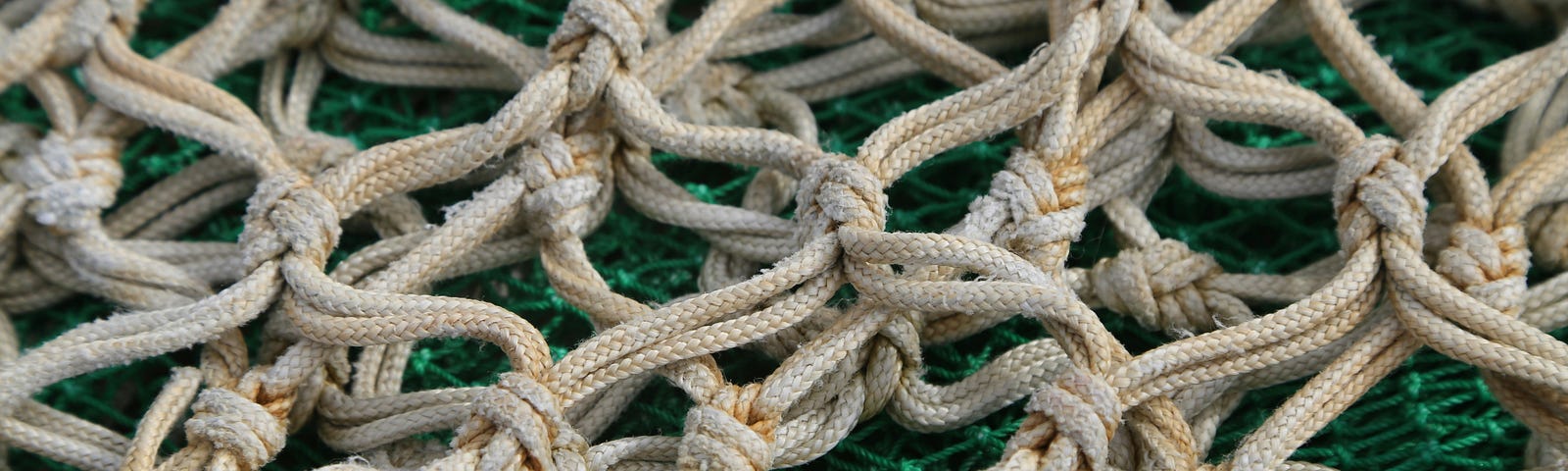 Closeup photograph of a piece of netting used for safety