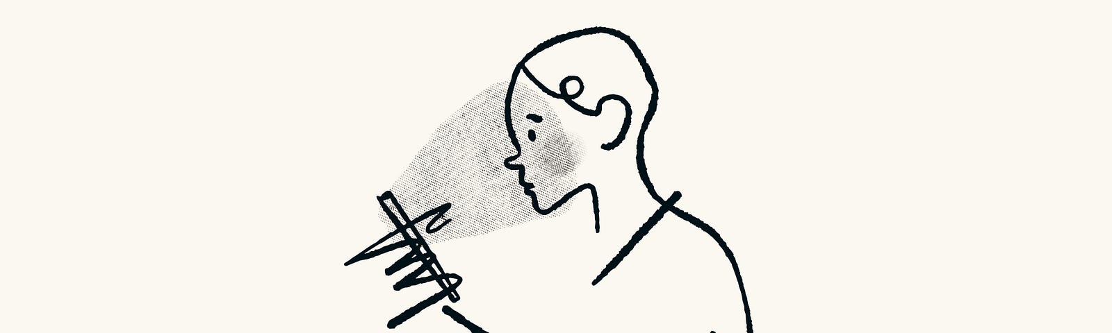 A sketch of a man looking at his phone