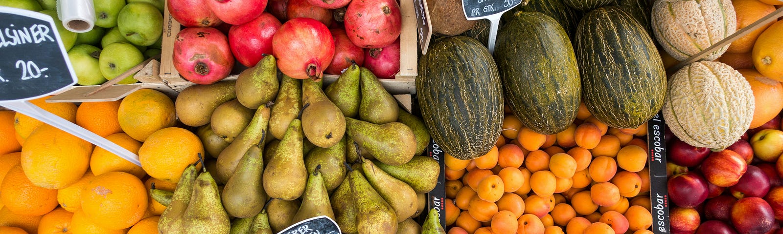 Photo of fresh fruit produce at markets.