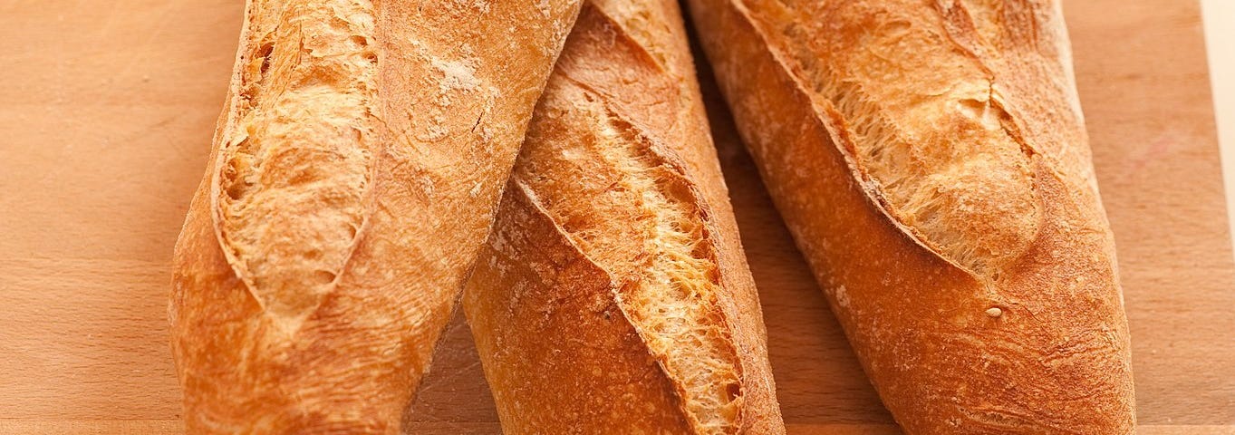 An image of French baguettes