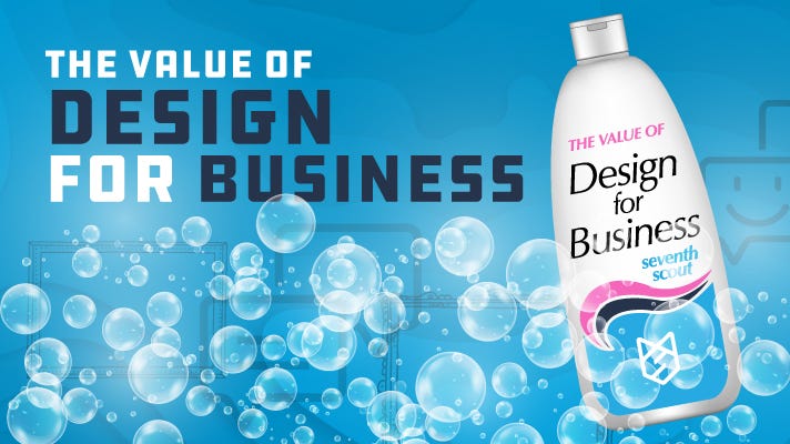 a shampoo bottle with the words “The Value of Design for Business” on the label