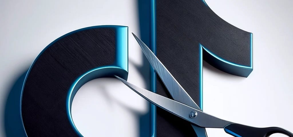 IMAGE: The TikTok logo being cut into two by sharp scissors